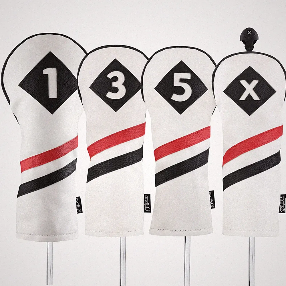 1 TIME DISCOUNT Majek Retro Golf 1 3 5 X Driver Woods Headcover White Red Black