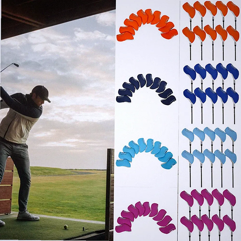 10 Pack Neoprene Golf Iron Head Covers Set for Standard Irons with Number Window