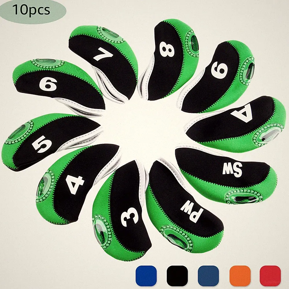 10 Pack Neoprene Golf Iron Head Covers Set Protective Iron Headcover Fit Cobra