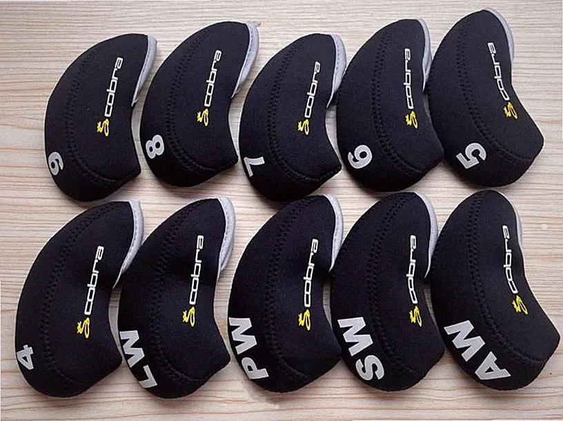 10 Pcs Cobra Iron Headcovers Neoprene Golf Covers 4-9 PW AW SW LW Free Shipp