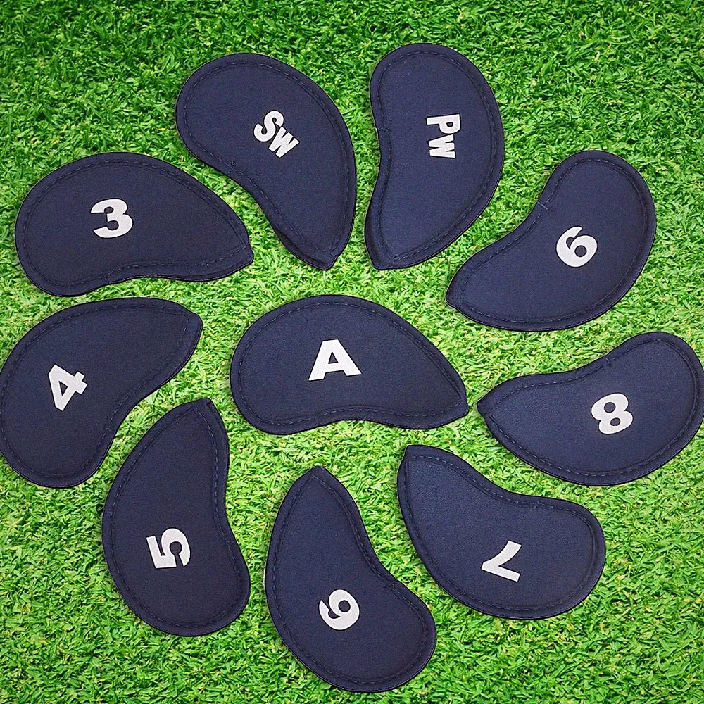 10 Pcs Neoprene Golf Iron Head Covers Club Headcovers Protect Set