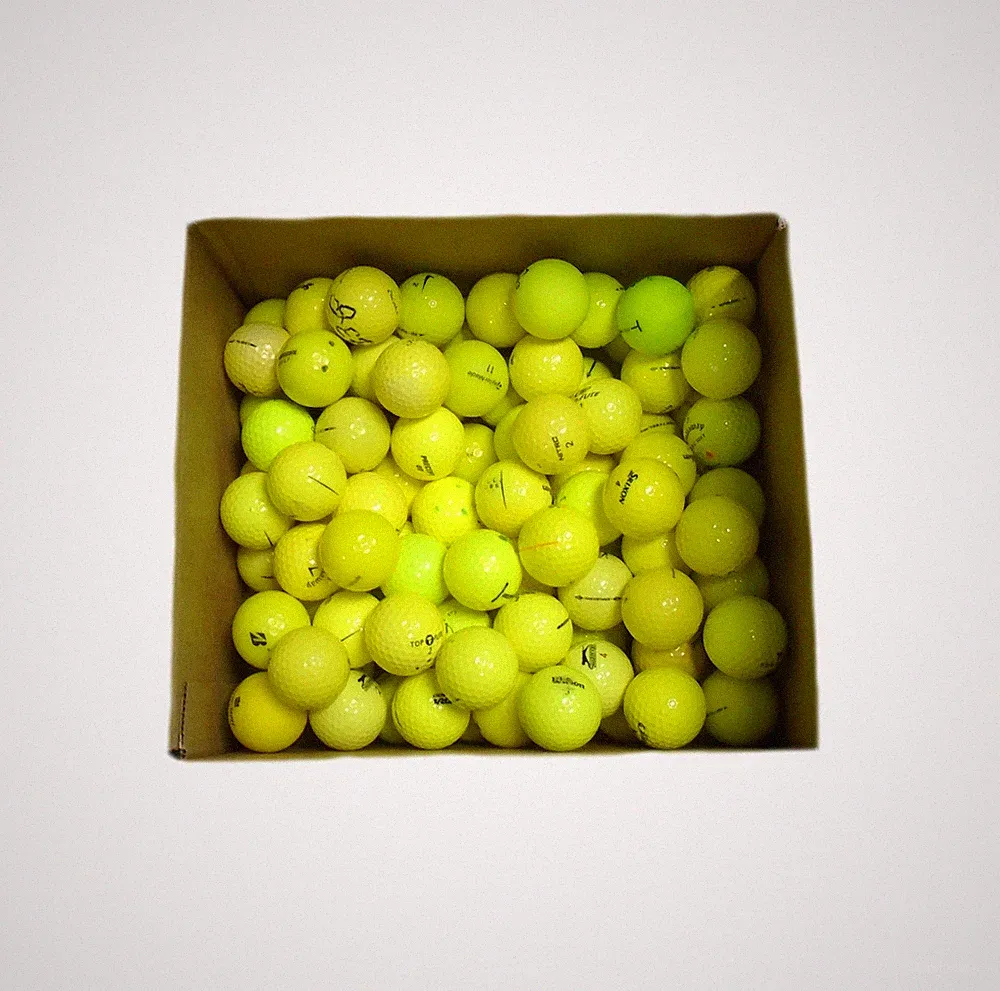 100 Miscellaneous Good Condition Yellow Golf Balls-Titleist/Callaway/TaylorMade