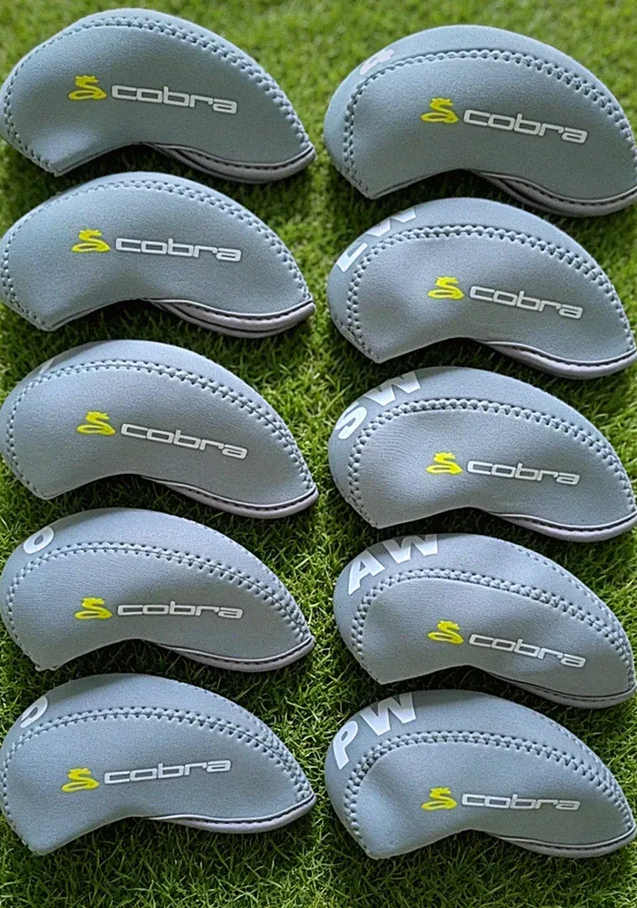 10Pcs Cobra Golf Club Golf Iron Head Covers Neoprene 4-ASPG/W Gray
