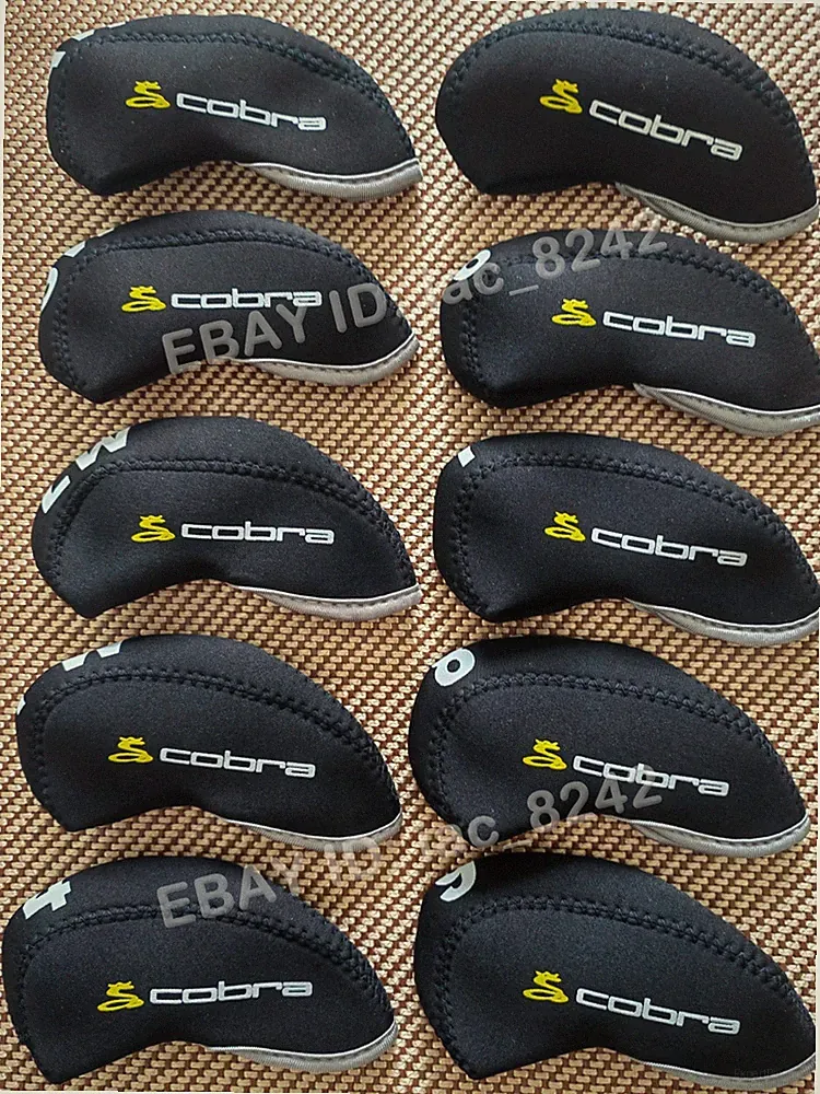10Pcs Cobra Golf Club Iron Head Covers 4-9ASPL/W Neoprene Black