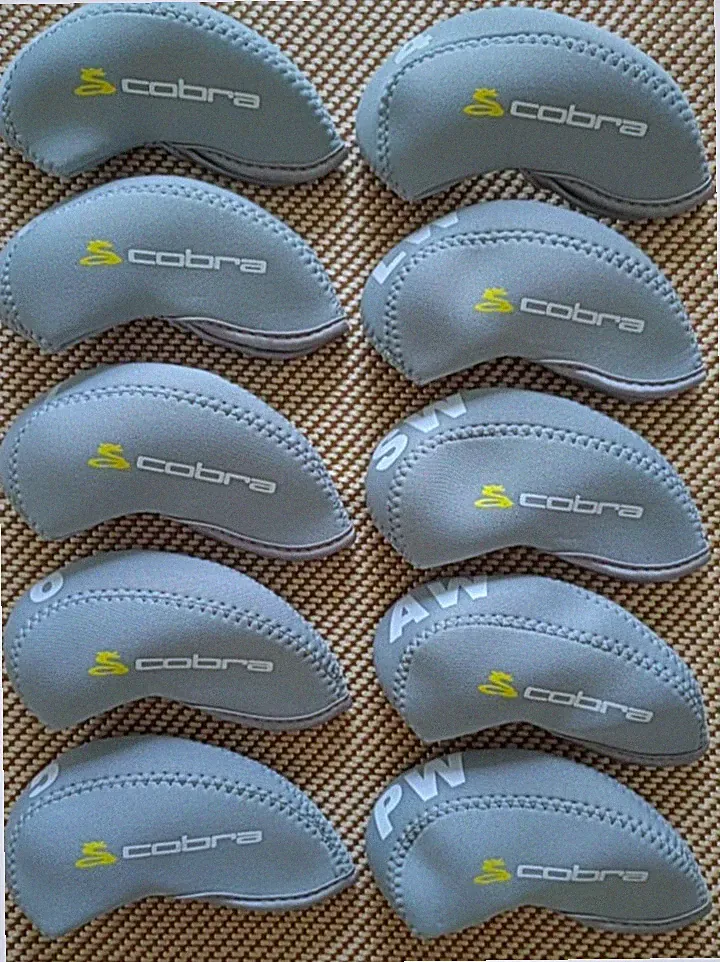 10Pcs Cobra Golf Club Iron Head Covers 4-9ASPL/W Neoprene Grey