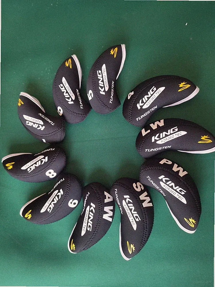10Pcs Cobra King Tungsten Iron Covers Neoprene Golf Club Set 4-9 PW GW SW LW