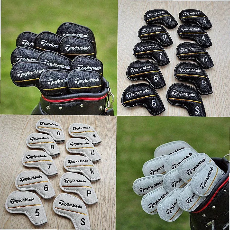 10pcs Golf Club Iron 4-9-PWUS Head Cover For Taylormade Magnetic Black White