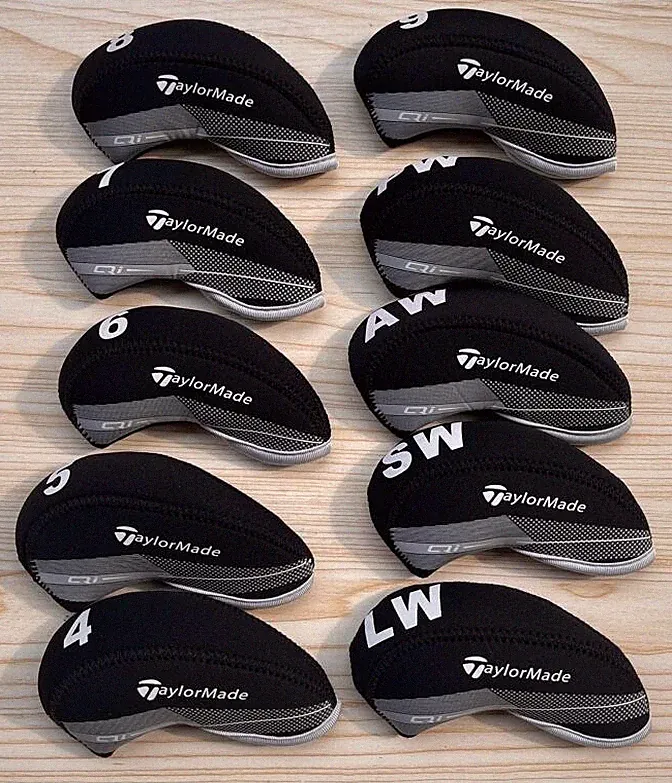 10Pcs Golf Iron Head Covers For TaylorMade Qi Club Golf Case Neoprene 4-9LW