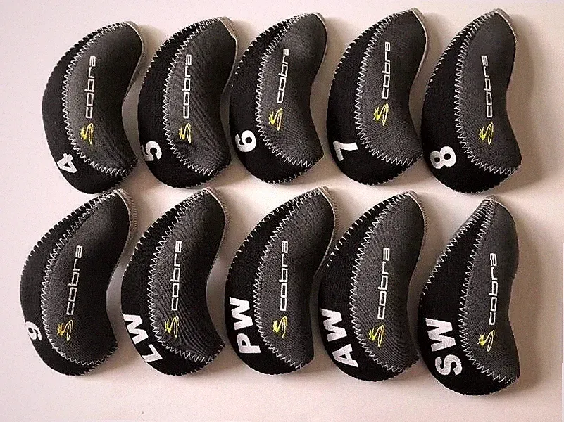 10Pcs Golf Iron Headcovers For Cobra Club Head Covers Caps 4-LW Grey
