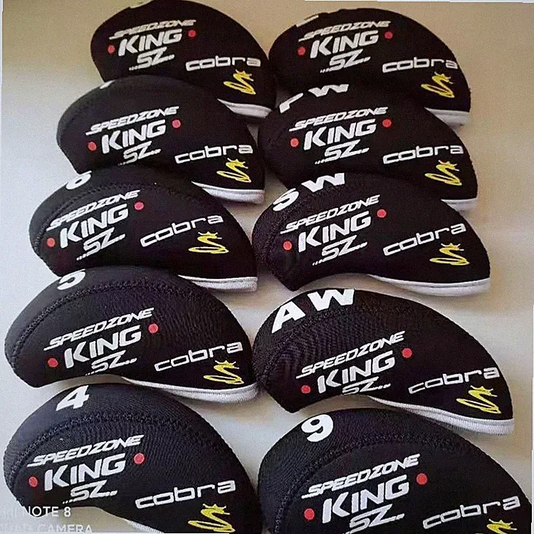 10Pcs Golf Iron Headcovers For Cobra KING SZ Club Head Covers Caps 4-LW Black