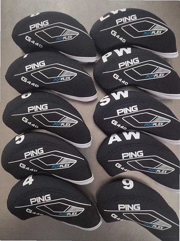 10Pcs Golf Iron Headcovers For Ping G440 Club Head Covers Caps 4-LW Black
