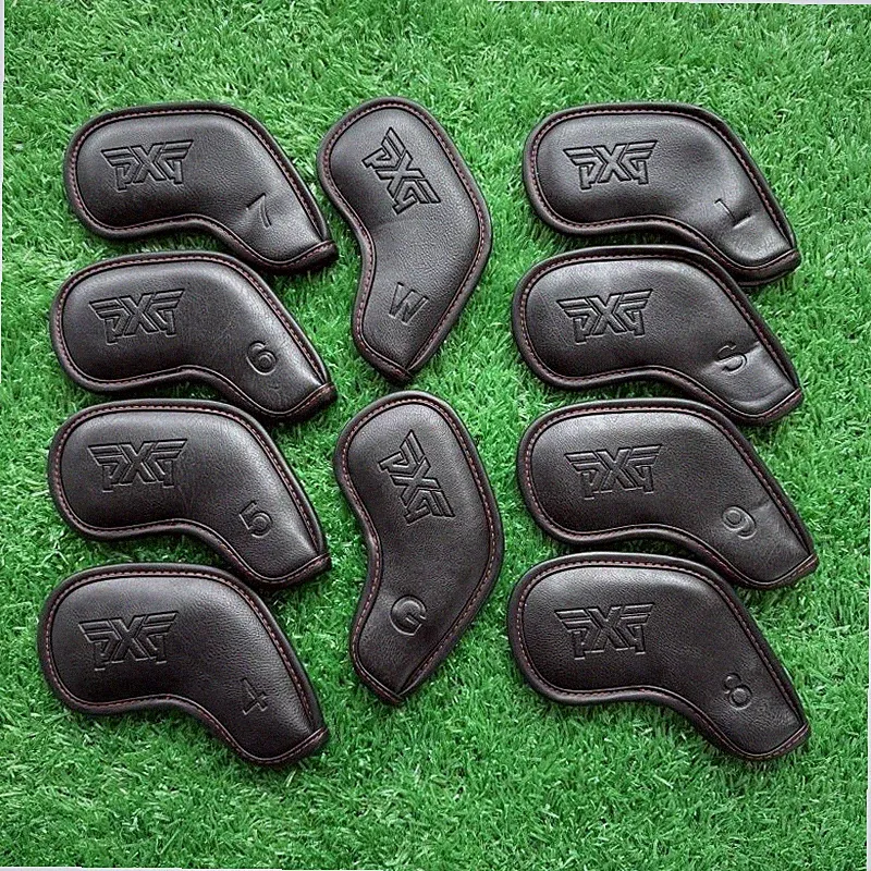 10Pcs Golf Iron Headcovers PXG 4-9WSGL Golf Covers 3D Embossing Leather Magnetic