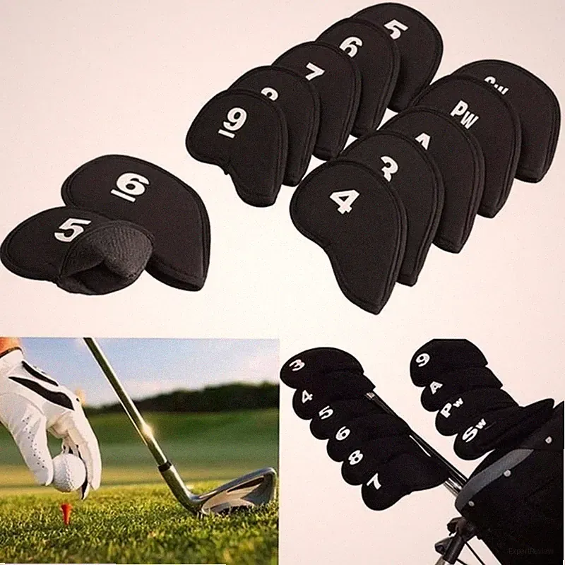 10pcs Leather Golf Iron Head Covers Thick Synthetic Golf Club Headcover Set