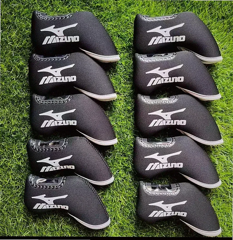 10Pcs Mizuno Iron Headcovers Set Neoprene Golf Club Covers Window View Black