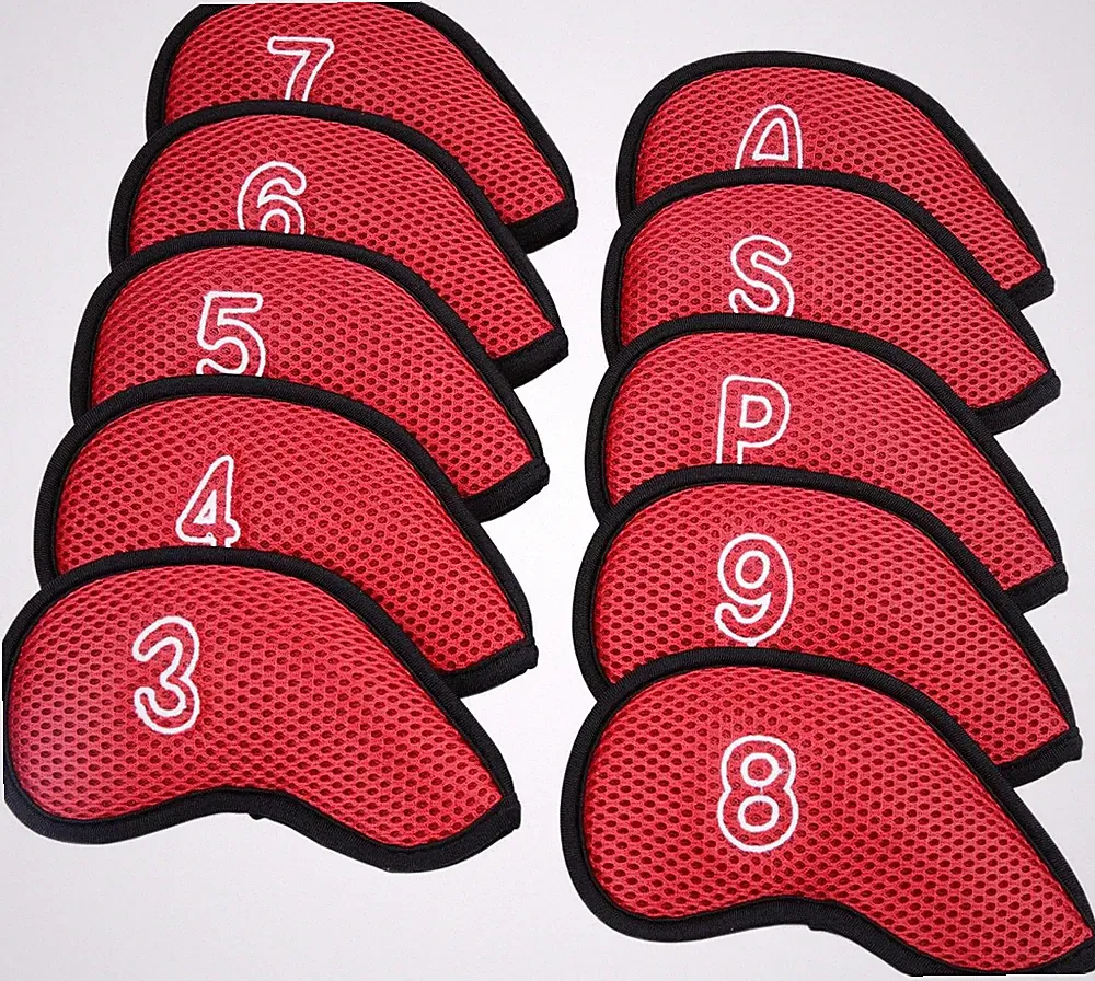 10Pcs/Pack New Meshy Golf Iron Covers Set Golf Club Head Cover Fit Most Irons