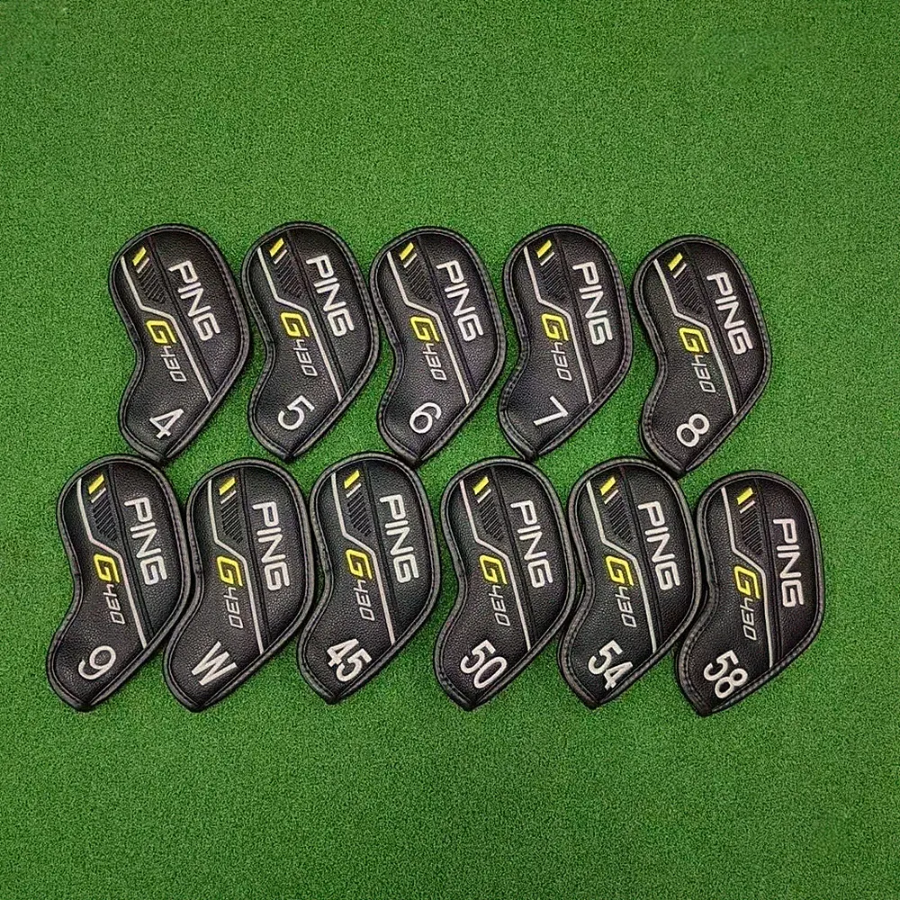 10Pcs PING G430 No.4-9.W.45.50.54.58 Golf Club Iron Head Covers Leather Magnetic
