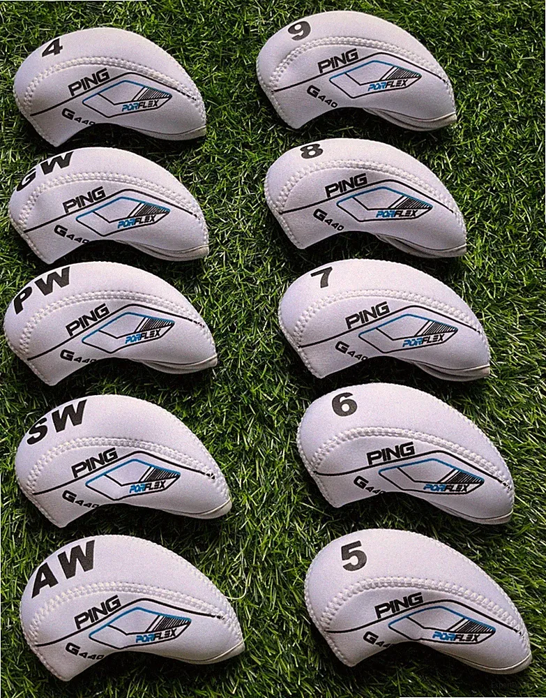 [ 10Pcs ] PING G440 Golf Club Iron Head Covers Neoprene White 4-9-ASPG/W