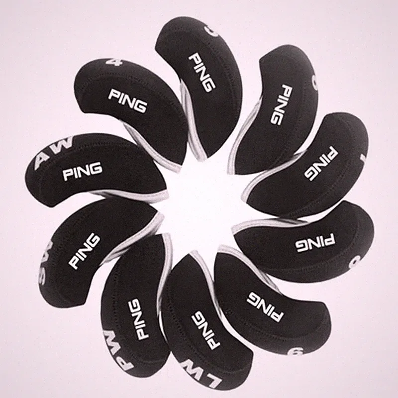 10Pcs Ping Iron Head Cover Golf Club Covers Case Neoprene 4-9-ASPL/W