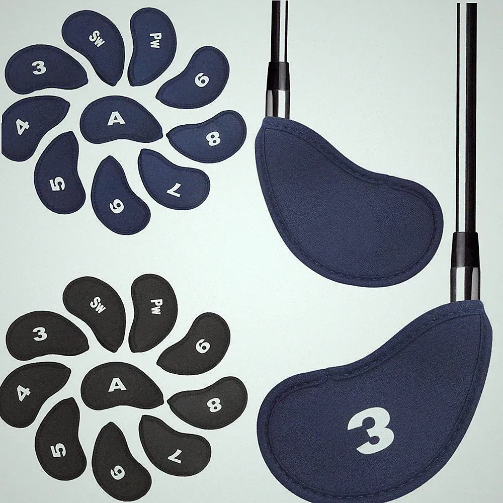 10pcs/set Neoprene Golf Iron Head Covers Thick Synthetic Golf Club Headcover