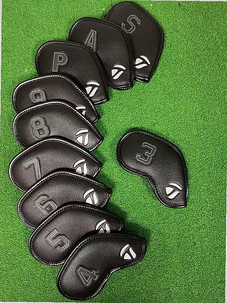 10Pcs TaylorMade No.3-9PAS Golf Club Golf Iron Head Cover DSE Leather Magnetic