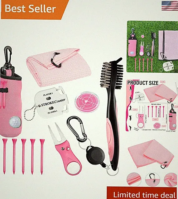 11 Pcs Golf Accessories Kit, Include Golf Ball Bag with Hook Tees Towel Clean...
