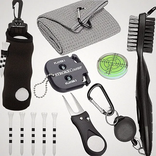 11 Pcs Golf Accessories Kit, Include Golf Ball Bag with Hook Tees Towel Clean...