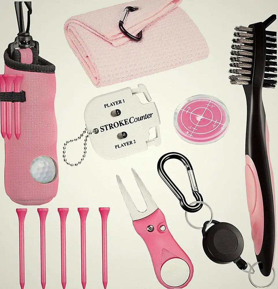11 Pcs Golf Accessories Kit, Include Golf Ball Bag with Hook Tees Towel Cleaner