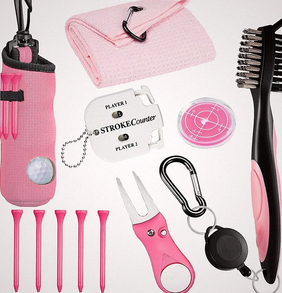 11 Pcs Golf Accessories Kit, Include Golf Ball Bag with Hook Tees Towel Cleaner