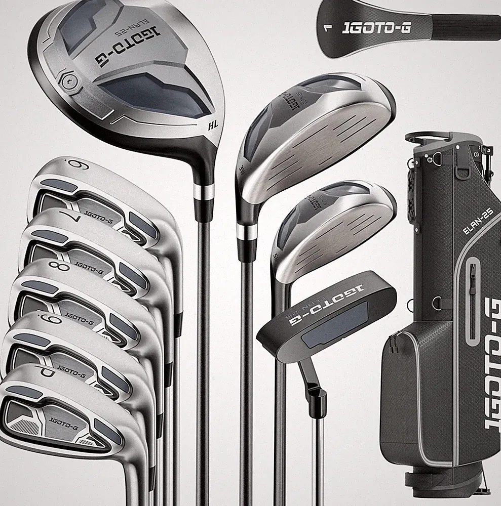 11 Piece Golf Beginner Set Mens Right Hand Includes Stand Bag with Rain Hood
