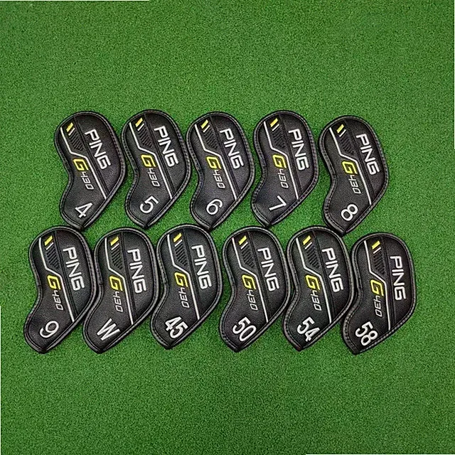 11Pcs Ping G430 Golf Iron HeadCovers Leather Magnetic Black No.4-9 W 45 50 54 58