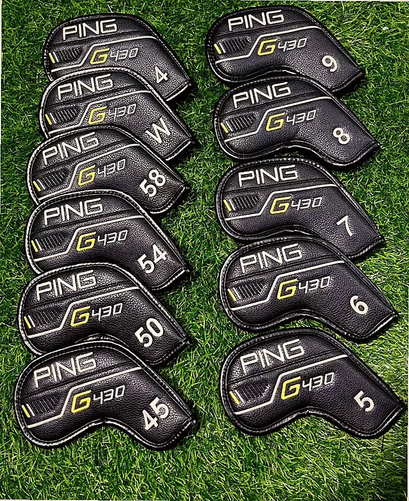 11Pcs PING G430 No.4-9.W.45.50.54.58 Golf Club Iron Head Cover Leather Magnetic