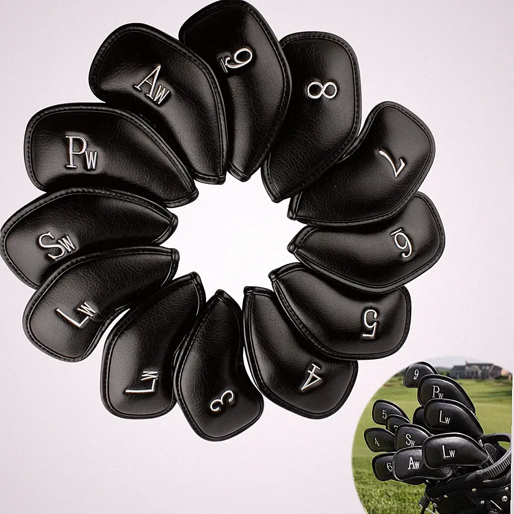 12 Pcs Golf Iron Covers Set - PU Leather Head Covers for Clubs