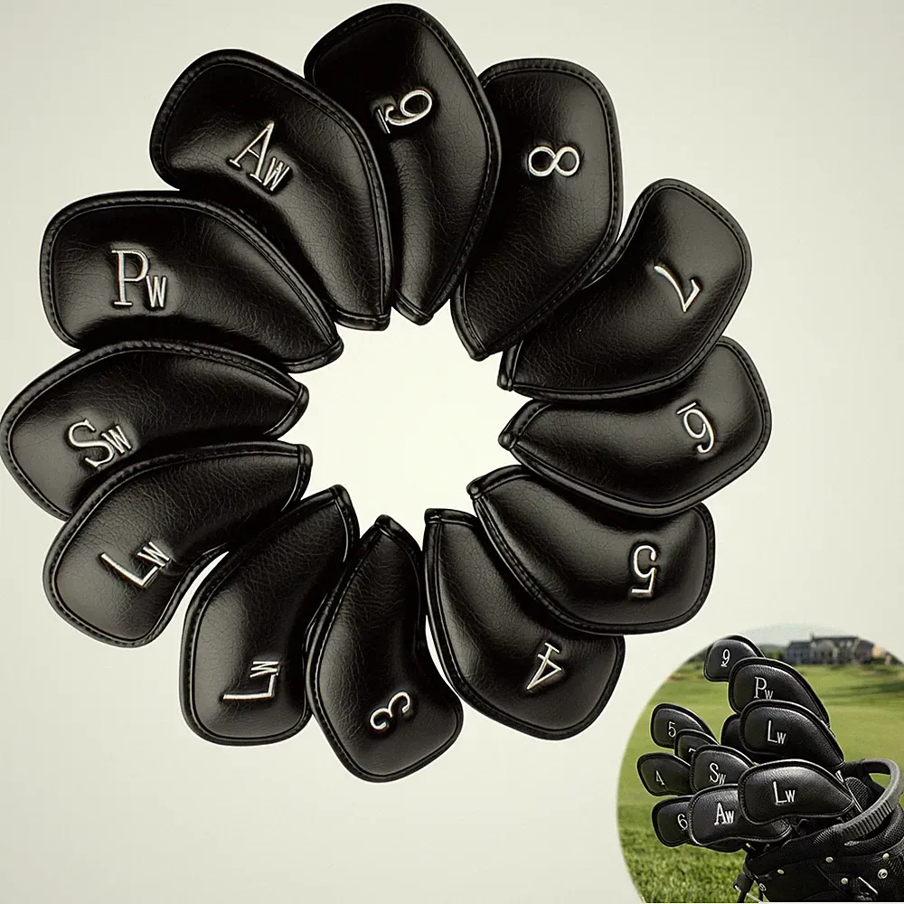 12 Pcs Golf Iron Covers Set - Synthetic Leather Golf Iron Head Covers for Clu...