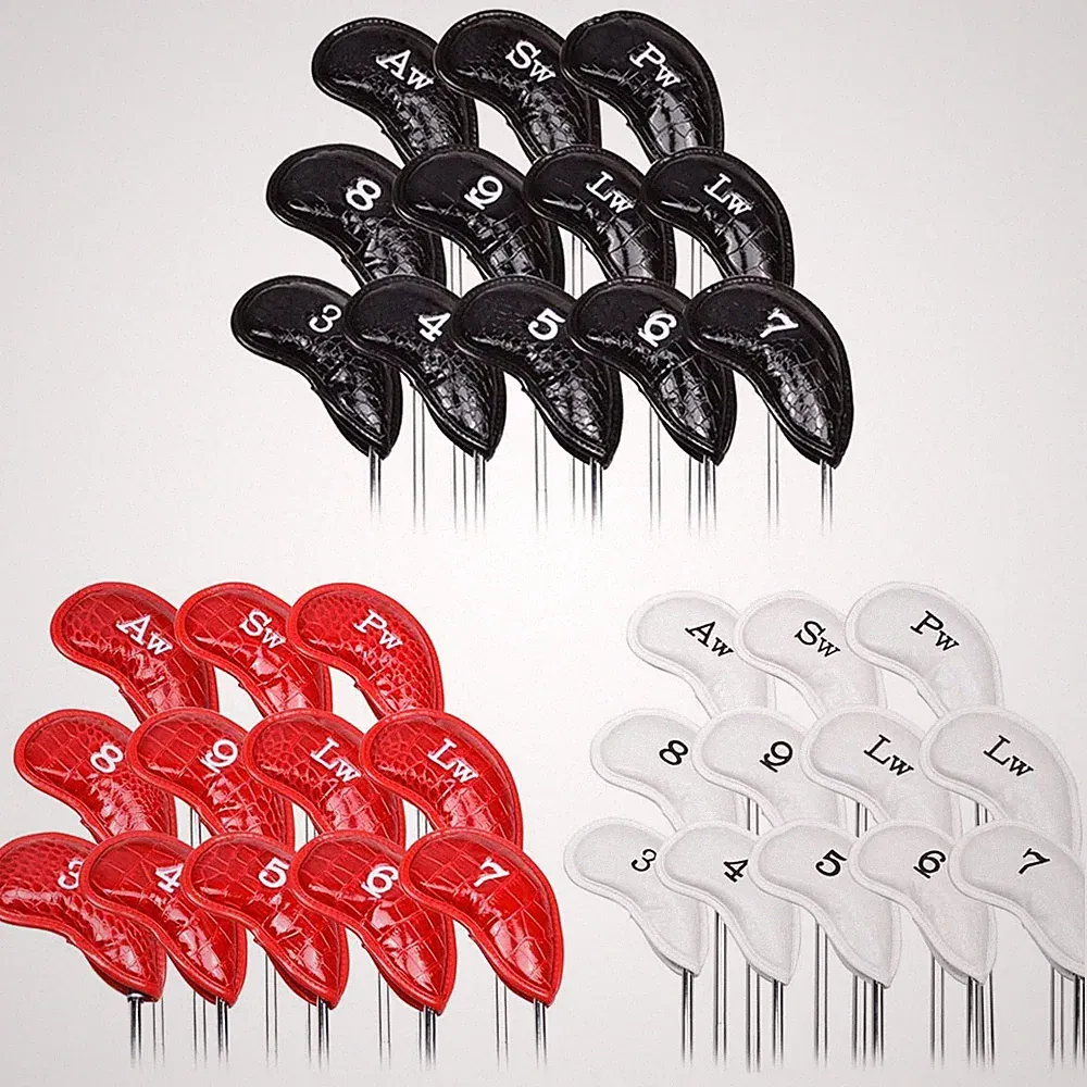 12pcs Premium Alligator Golf Iron Covers Universal Iron Club Head Cover Set 3-AW