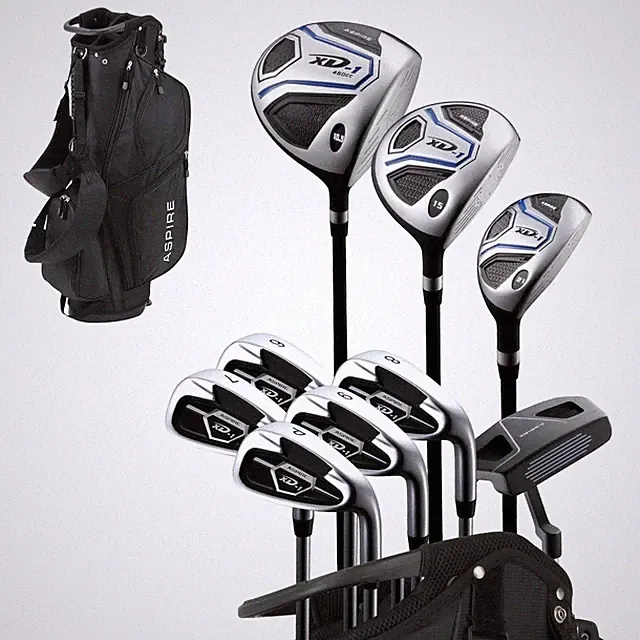 14pc Golf Set Aspire XD1 Men's Titanium Driver Putter Stand Bag