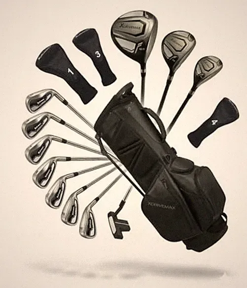 15-Piece Golf Clubs Men Complete Golf Club Set - Beginner Golf Left Hand Black