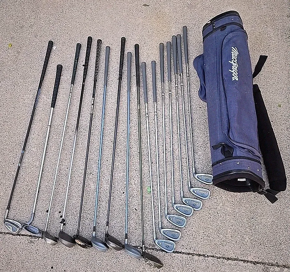 18‑Pc Golf Club Set w/ MacGregor Bag – Woods, Irons, Putter, Wedge – Mixed...