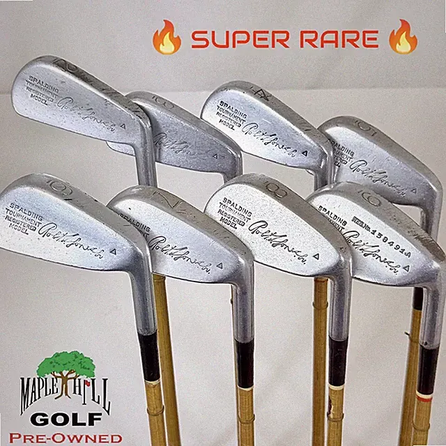 1940's Spalding Robert Jones Jr. 2-9 Iron Set w/ Original Bamboo Shafts & Grips