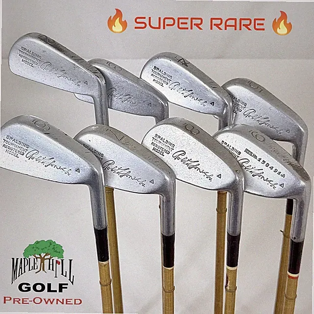 1940's Spalding Robert Jones Jr. 2-9 Iron Set w/ Original Bamboo Shafts & Grips