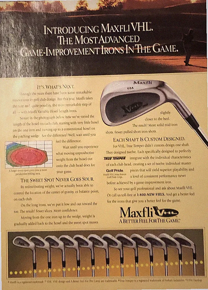 1994 Maxfli VHL Irons Print Ad
