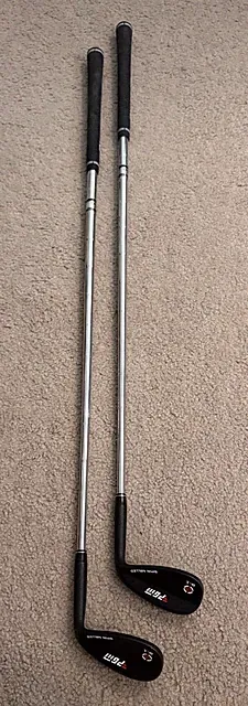 2 BLACK PGM SPIN MILLED G-1 RH WEDGES LOFT 56 & 60 R FLEX STEEL SHAFTS 35.5”