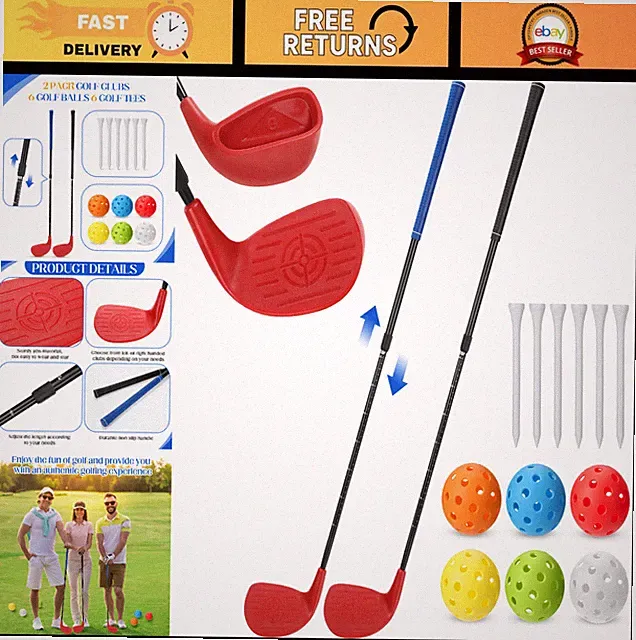 2 Pack Adjustable Backyard Golf Club Set - Plastic Chipping Clubs for Indoor/Out