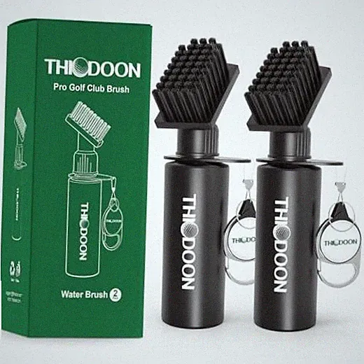 2 Pack Black Golf Club Brushes Set with Handy Retractable Clip 2-Pack – Black