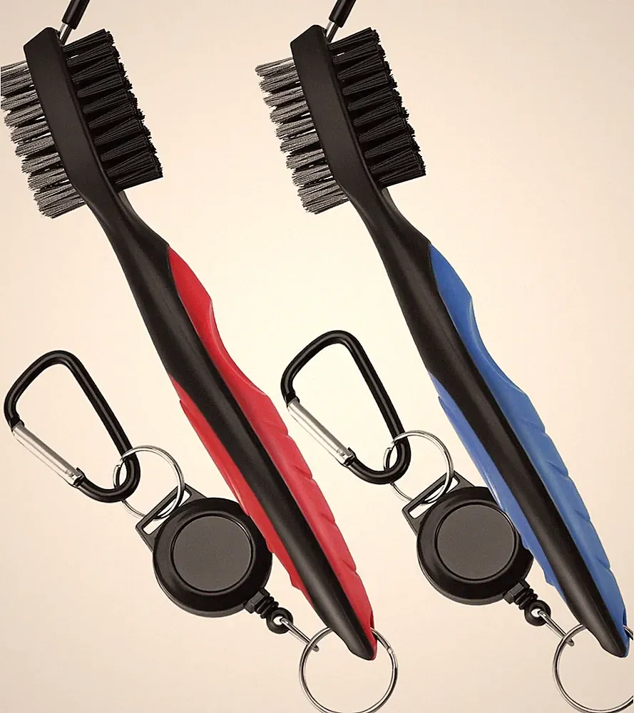 2 Pack Golf Club Brush Cleaner With Retractable Zip-Line & Comfortable Grip New