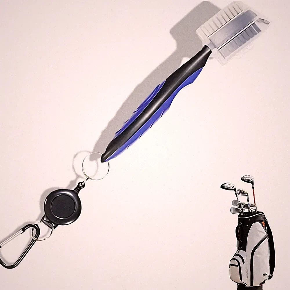2 Sided Golf Club Brush Cleaner with Spike Retractable Groove Cleaning Tool Kit