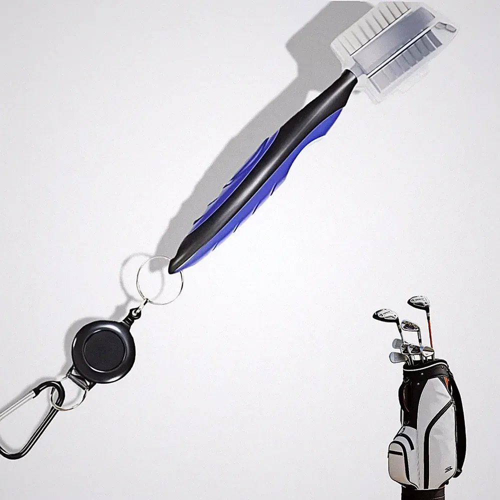 2 Sided Golf Club Brush Cleaner with Spike Retractable Groove Cleaning Tool Kit