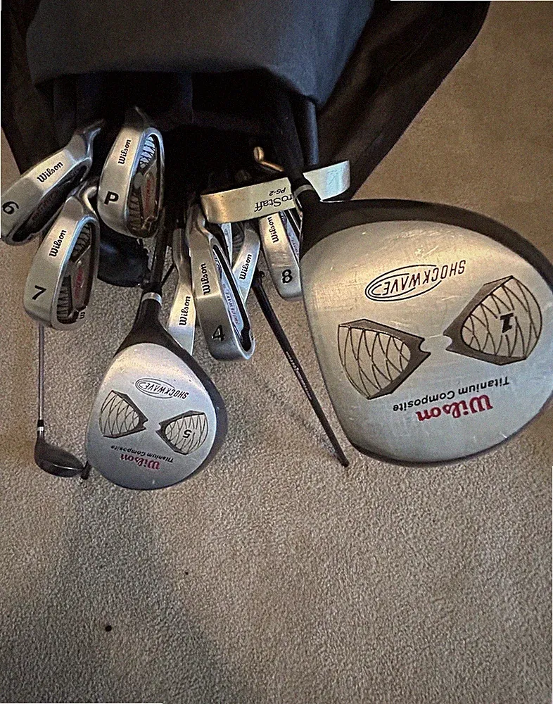 ⛳ 2000s Wilson Shockwave Complete Titanium Golf Club Set w/ Bag + Extras!