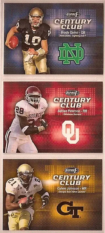 2007 Aspire Century Club complete football insert set