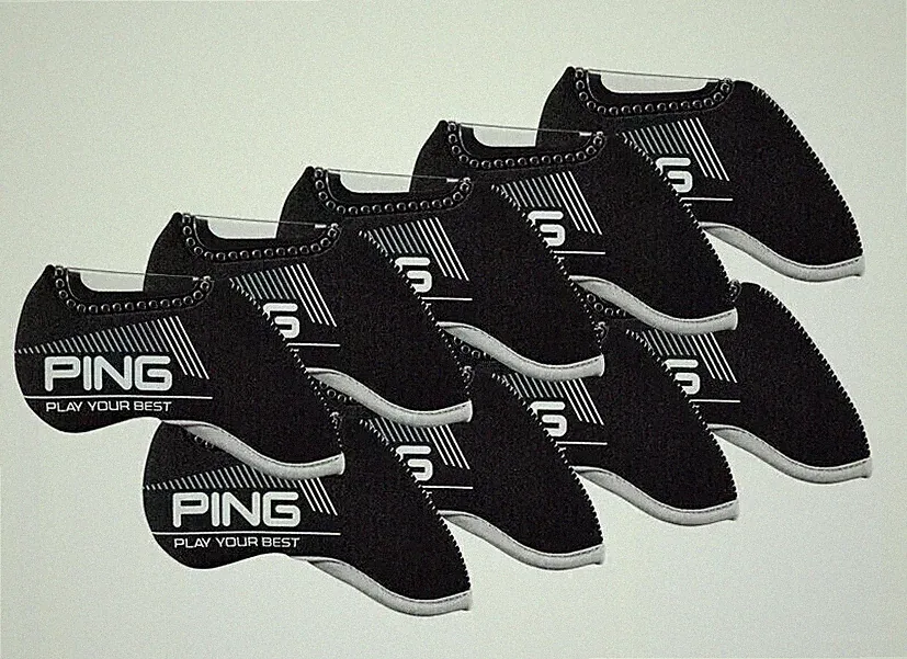 2024 PING New Designed Premium Golf 9PCS Head Cover Black for Iron Club Glove