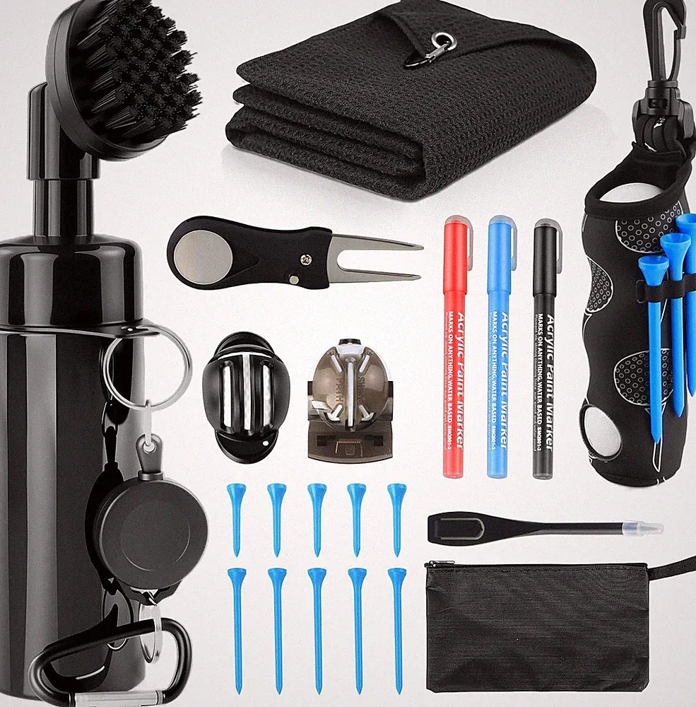 21 Pcs Golf Essentials Kit, Golf Club Cleaning Kit - Golf Club Brush & Golf Towe